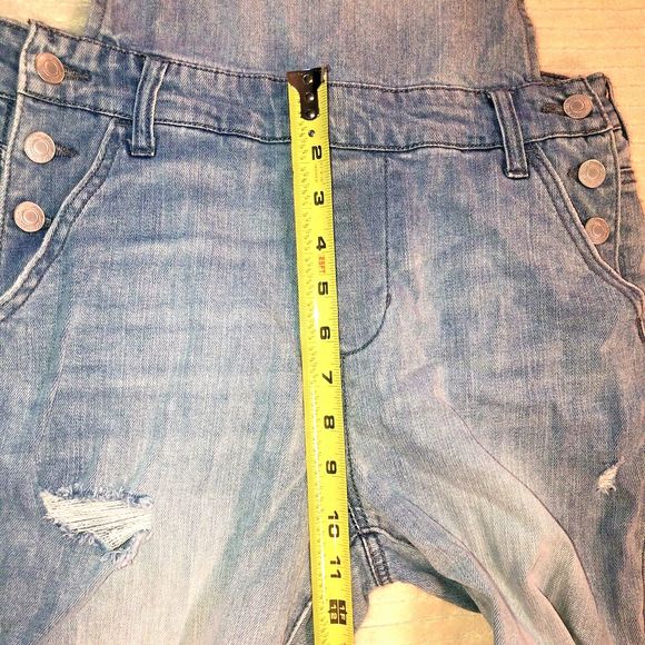 Sky & Sparrow Bib Overalls Sz 7 Distressed Blue Stretch Denim - Picture 3 of 8